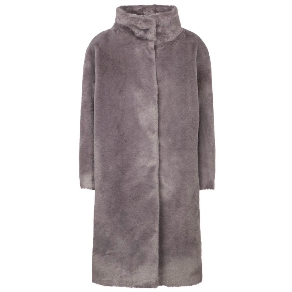 Herno Women's Grey Faux Fur Long Coat